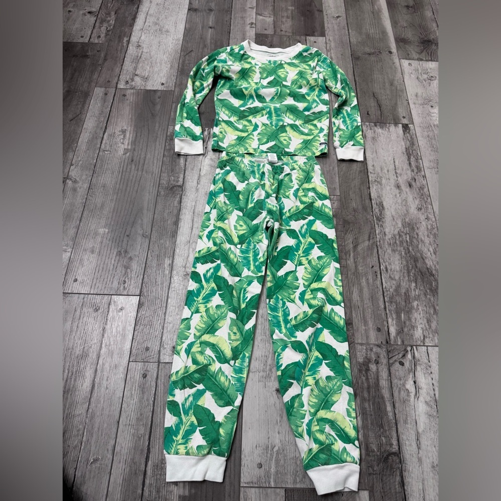 Janie Jack Pajama Set Bosphorus Palm Print Green Snug 2 pc Pajama Pj 10